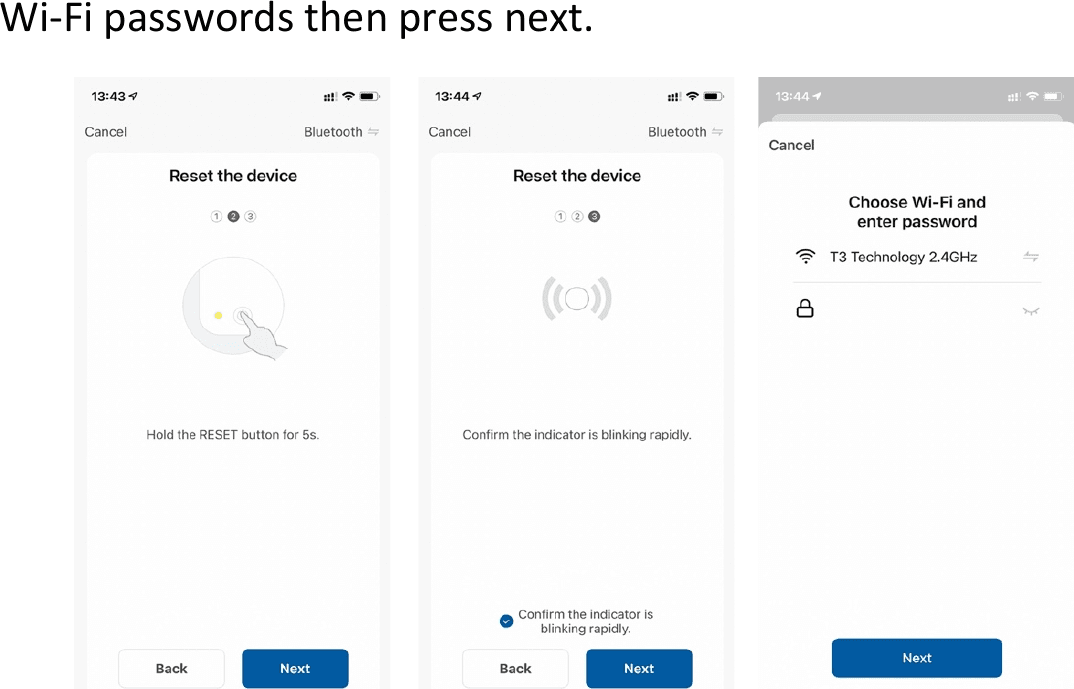 Reset the device and connect to Wi-Fi