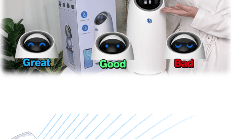 T3 Smart Air Purifier A1 showing Great, Good and Bad air-quality faces